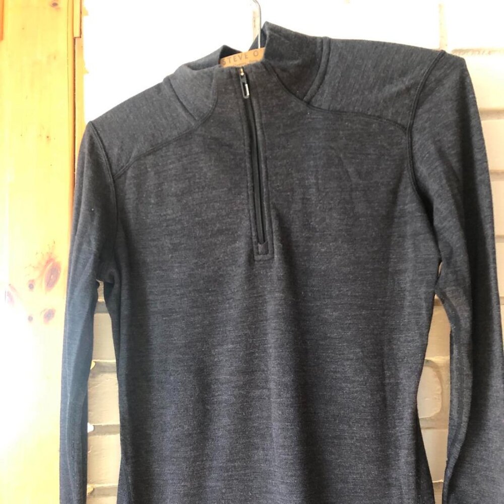 Smartwool Long Sleeve 1/4 Zip Up Sweater Grey Womens- 100 % Merino Wool Size M